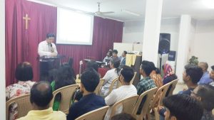Sunday service at the church