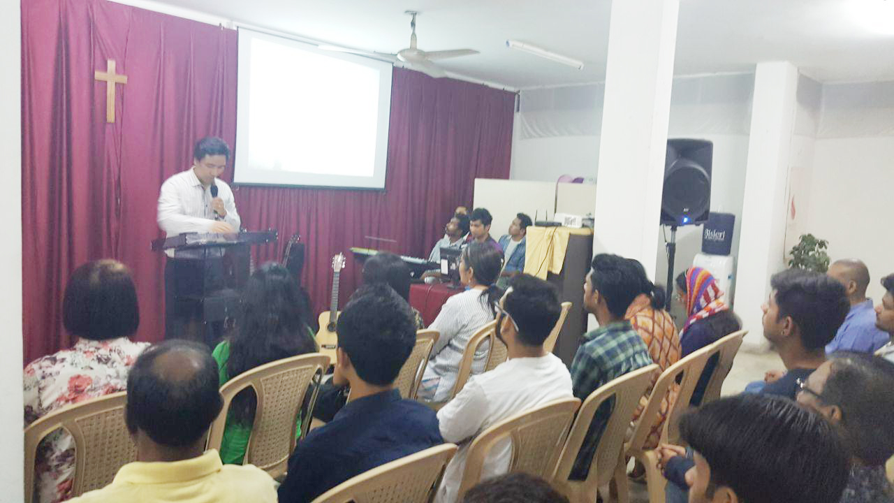 Sunday service at the church